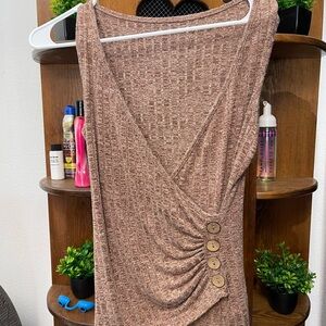Elegant Brown Sleeveless Dress
